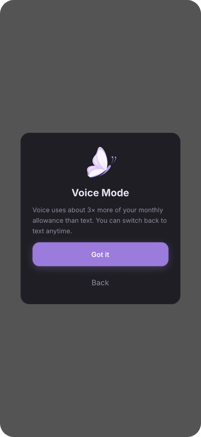 Myra voice mode for pronunciation training in language learning